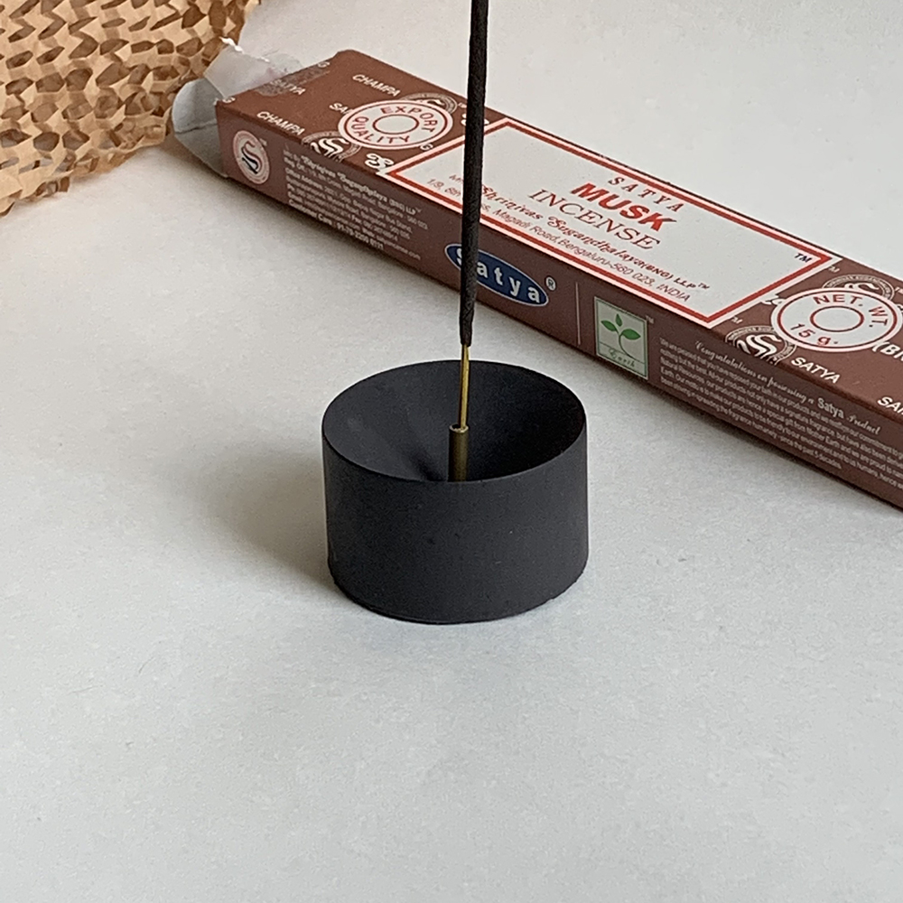 black stone texture incense holder [2type]