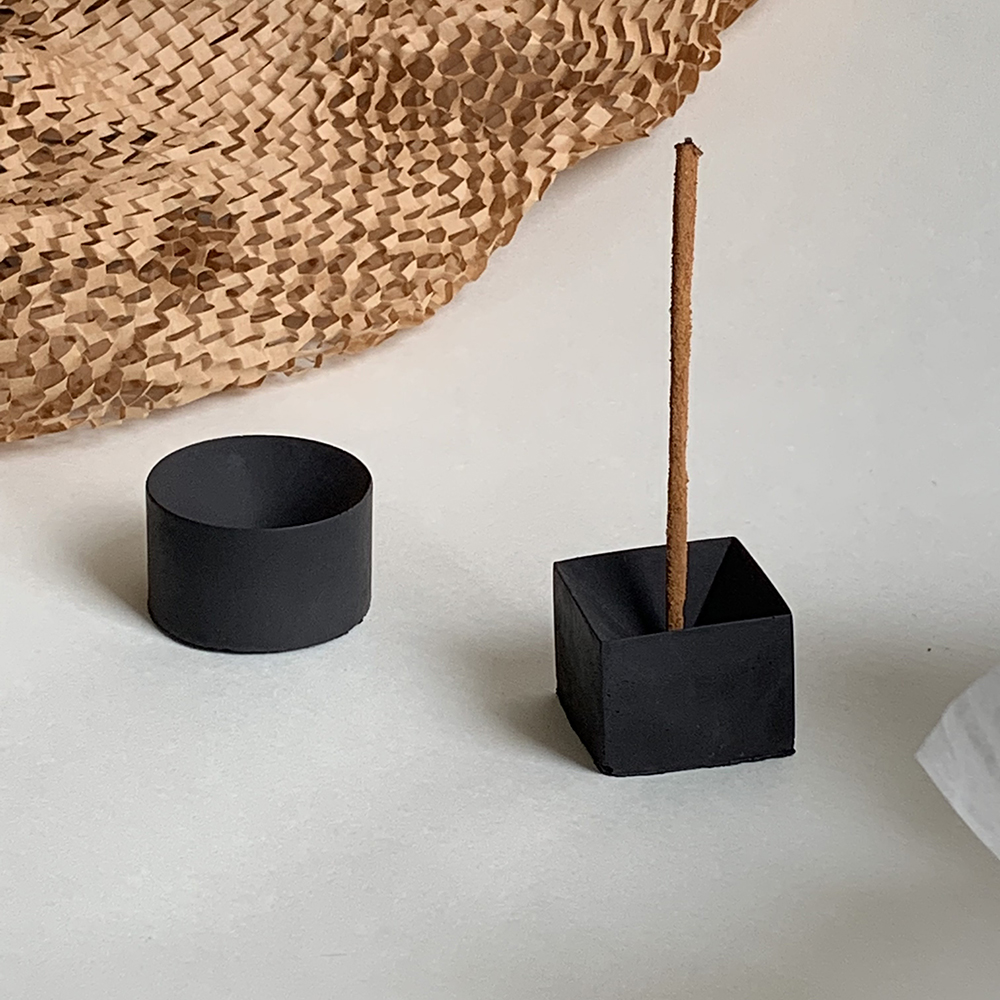 black stone texture incense holder [2type]