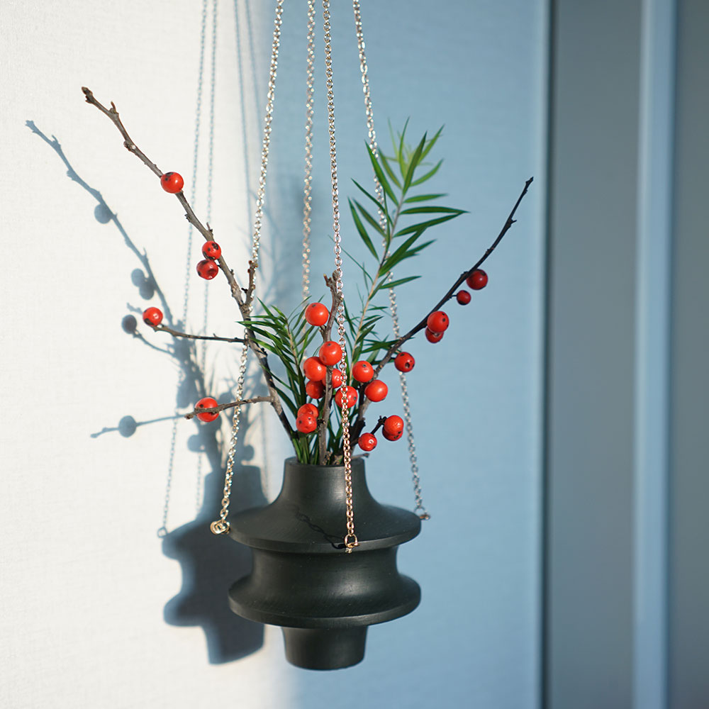 Hanging Garden-Hanging vase 그린+골드체인