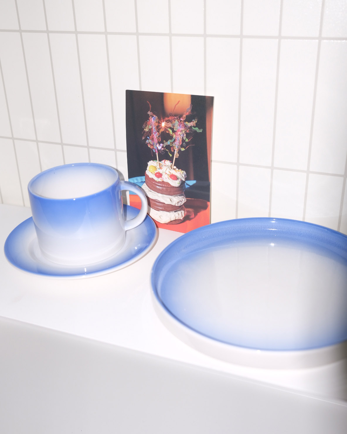 gredient mug/plate(blue)