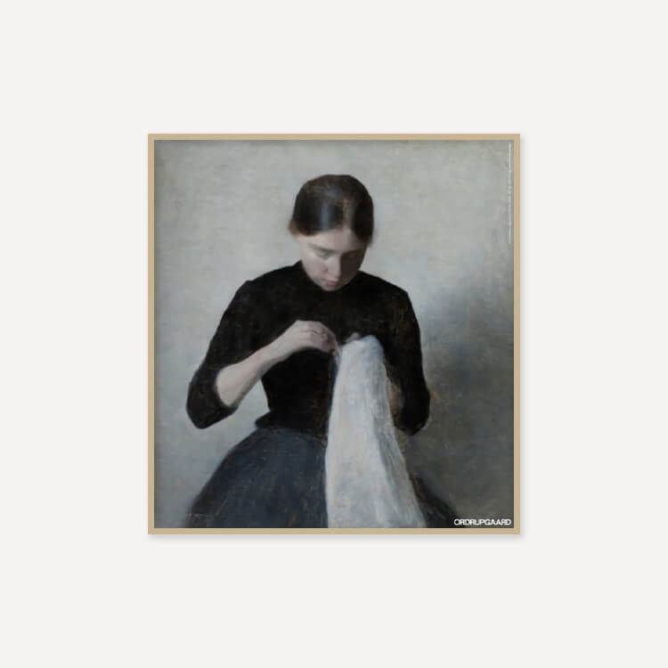 빌헬름 함메르쇠이 / Young Girl Sewing, 1887