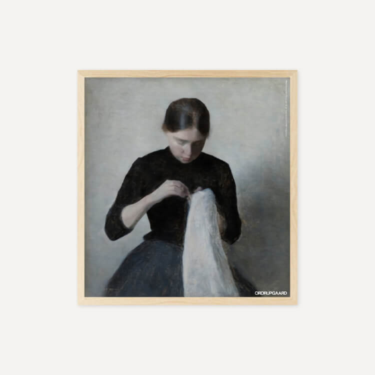 빌헬름 함메르쇠이 / Young Girl Sewing, 1887