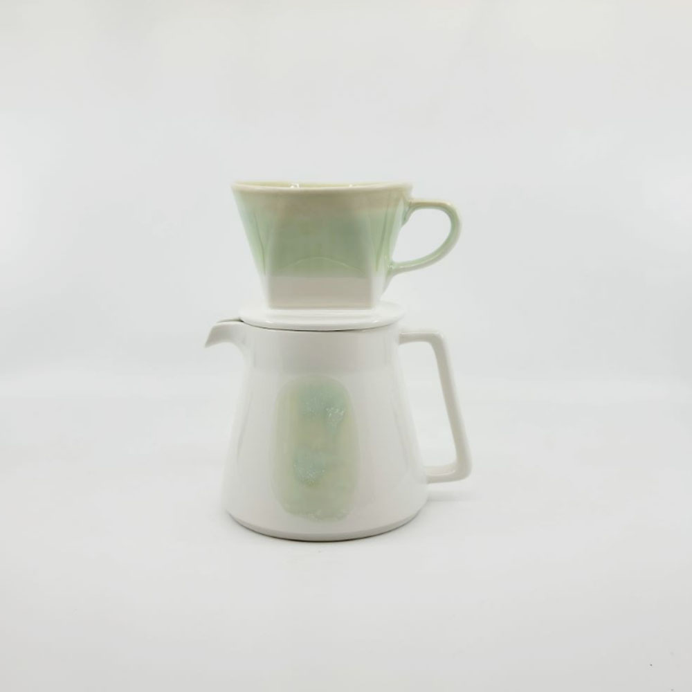 [hyun-arts] 그린색 무늬 도자기 커피드립, 핸드 커피 드리퍼 현아트