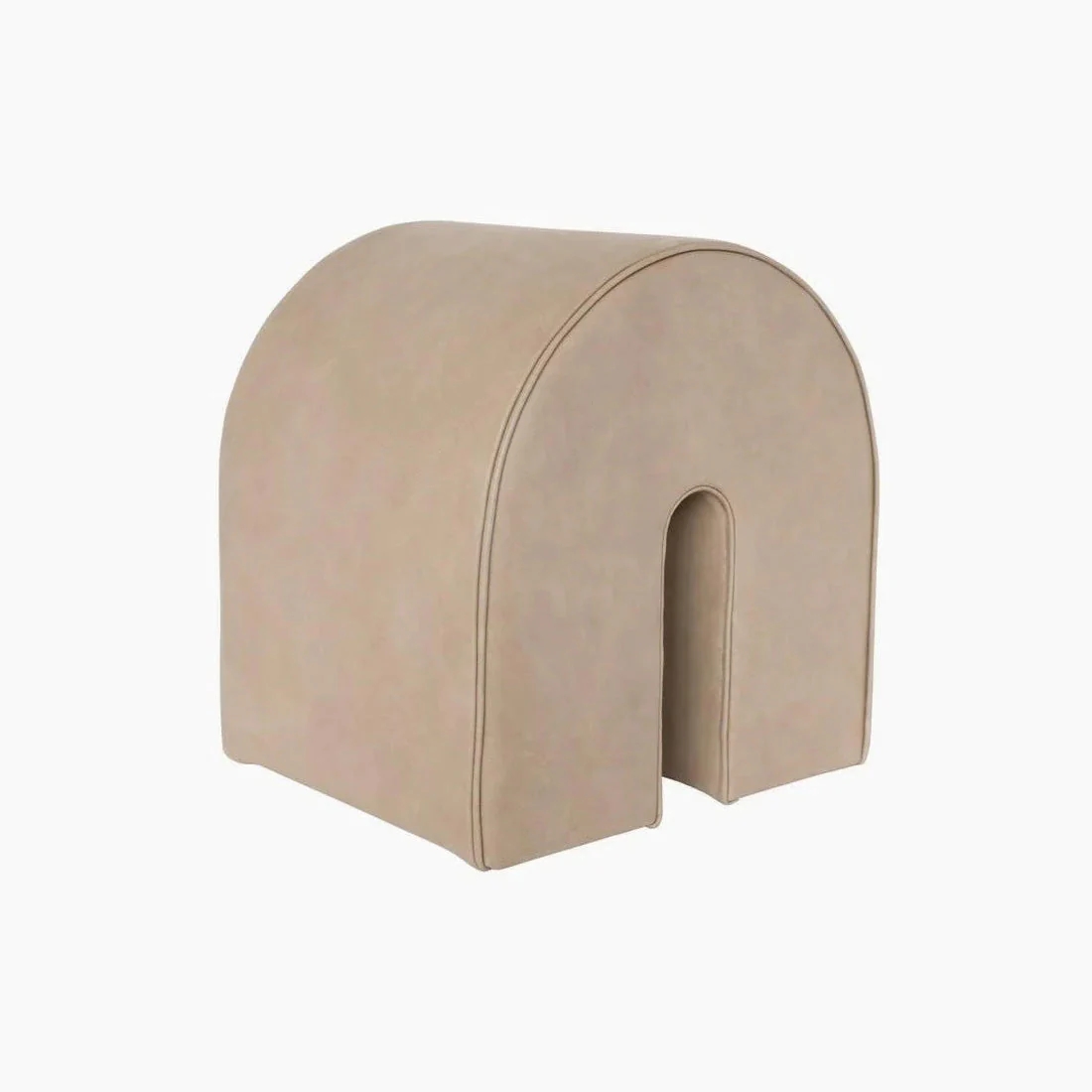 CURVED POUF LIGHT BROWN