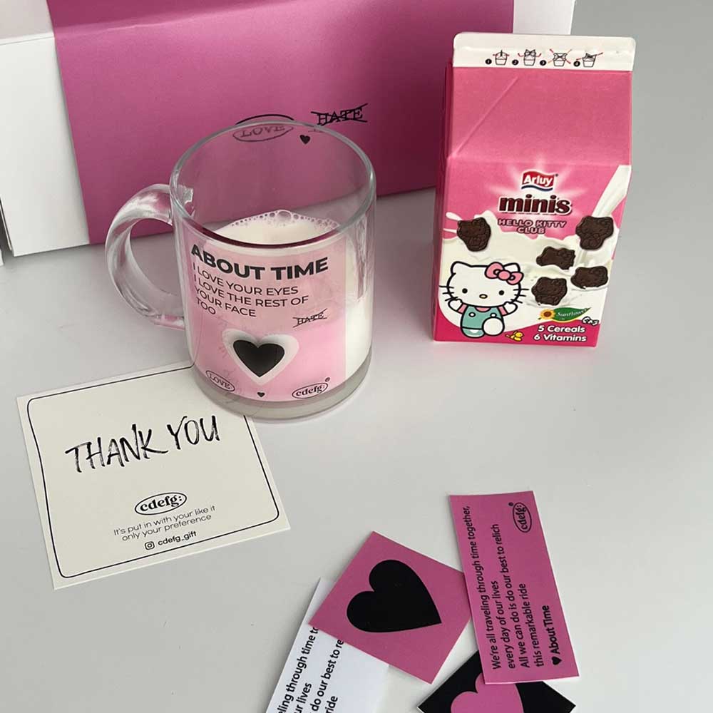 PINK HEART MUG 핑크 씨리얼머그 320ml (+스티커 랜덤2종+엽서)