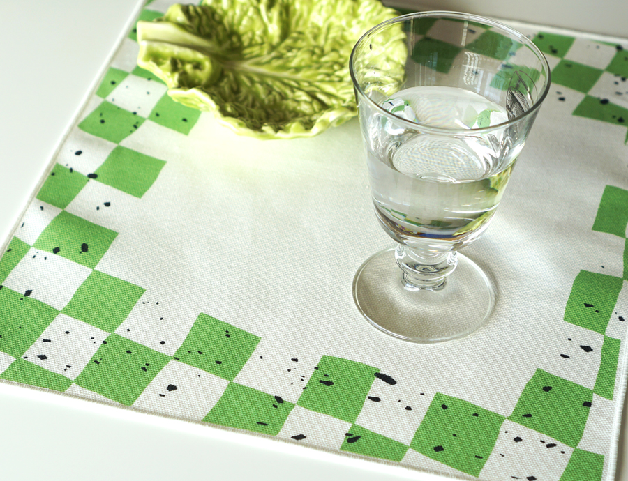 그린 체스보드 테이블 매트 / Green ChessBoard_Fabric Mat